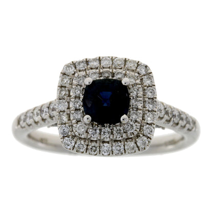 1.22ct Sapphire Diamond Ring 14KT White Gold