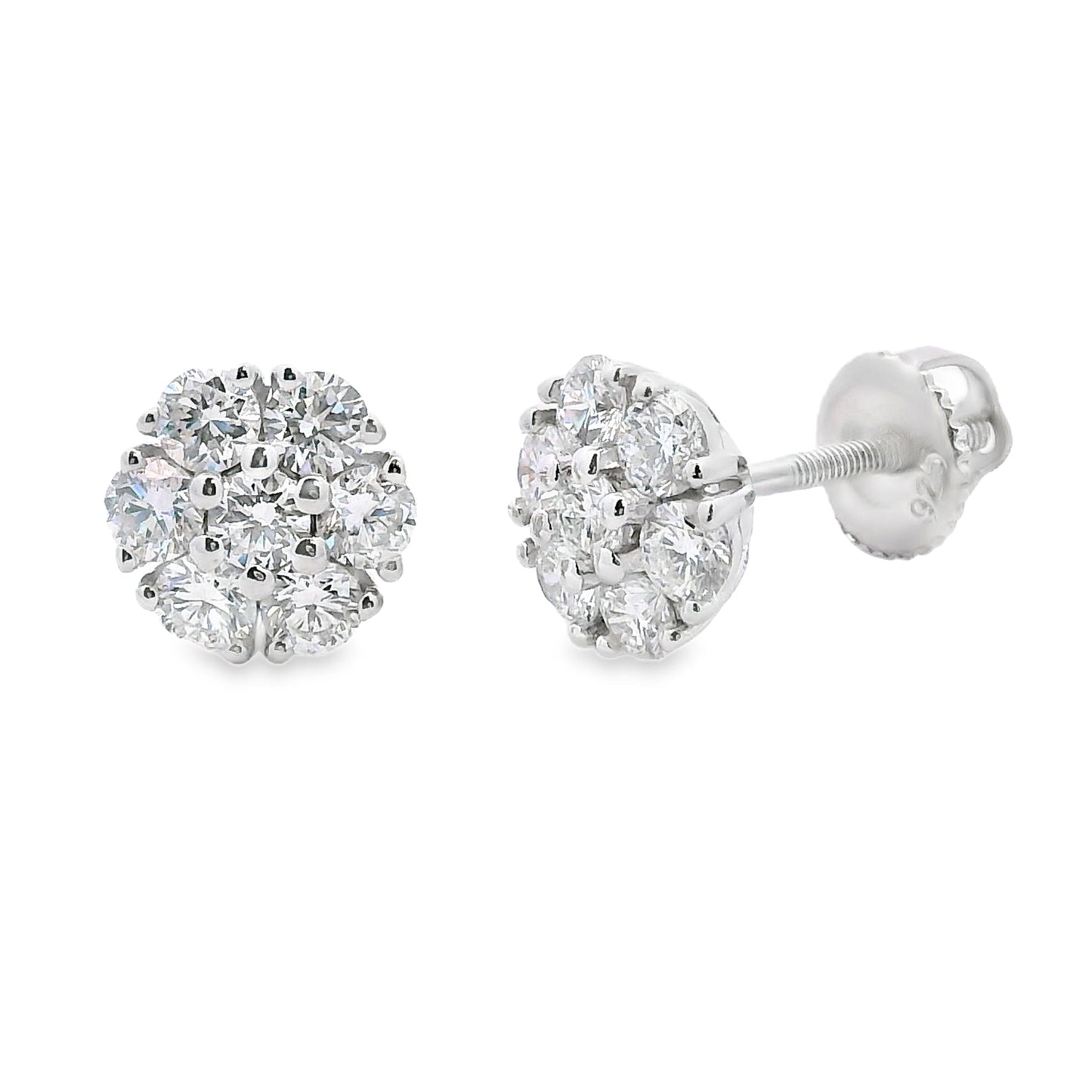 1.32ct Lab Grown Diamond Earrings Sterling Silver