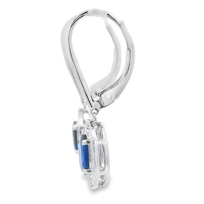 1.28ct Sapphire Diamond Dangle Earrings 10KT White Gold