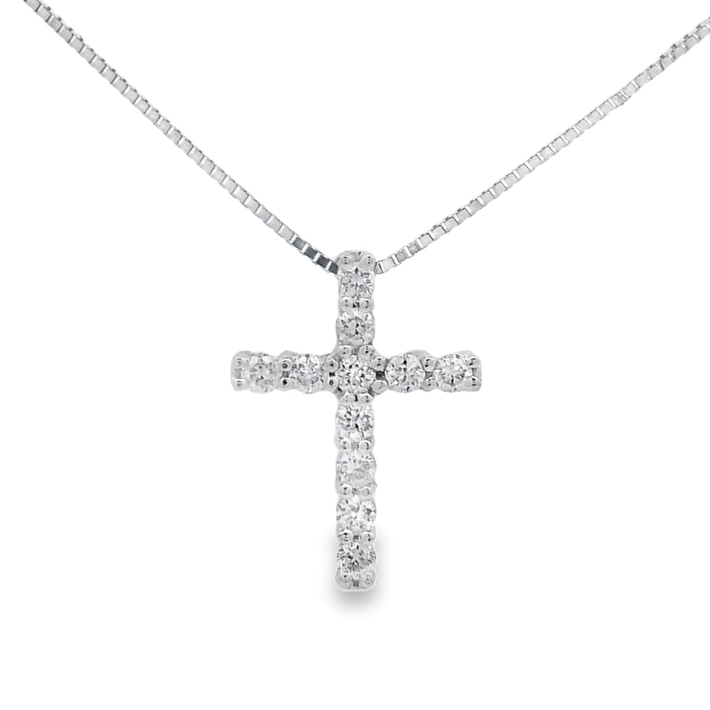 .15ct Diamond Cross Religious Pendant 14KT White Gold