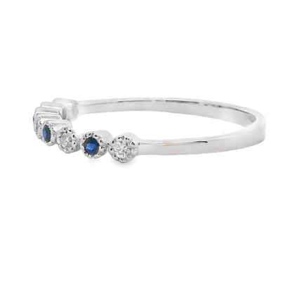 Sapphire Diamond stackable band set 14KT White Gold
