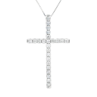 .38ct Diamond Cross Religious Pendant 14KT White Gold