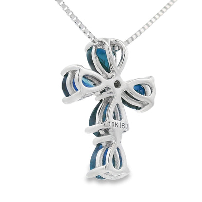 .82ct Sapphire Cross Religious Pendant 10KT White Gold