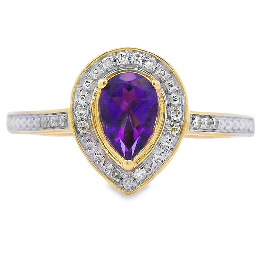 .42ct Amethyst Diamond Ring 10KT Yellow Gold