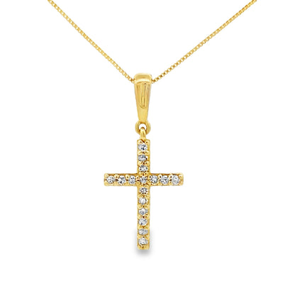 .08ct Diamond Cross Religious Pendant 10KT Yellow Gold