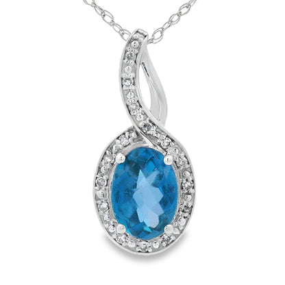 London Blue Topaz Fashion Pendants 10KT White Gold