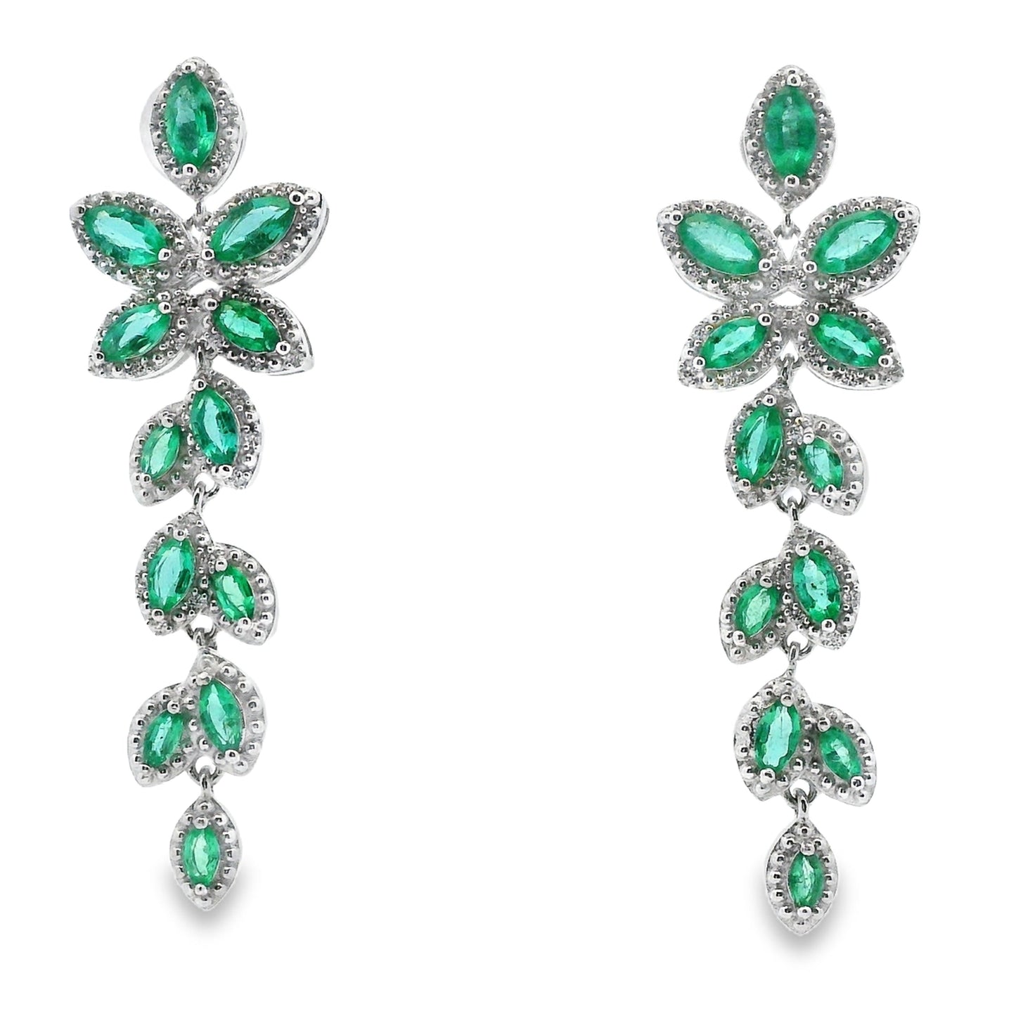 2.02ct Emerald Zircon Dangle Earrings Sterling Silver