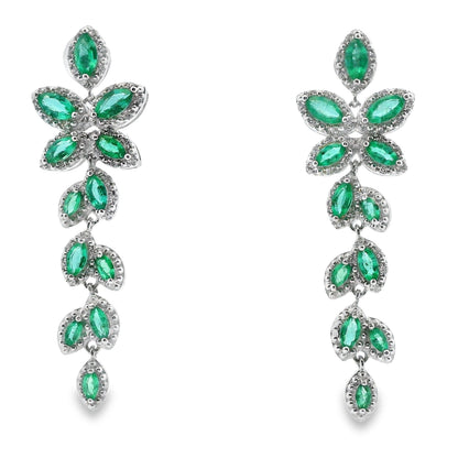 2.02ct Emerald Zircon Dangle Earrings Sterling Silver