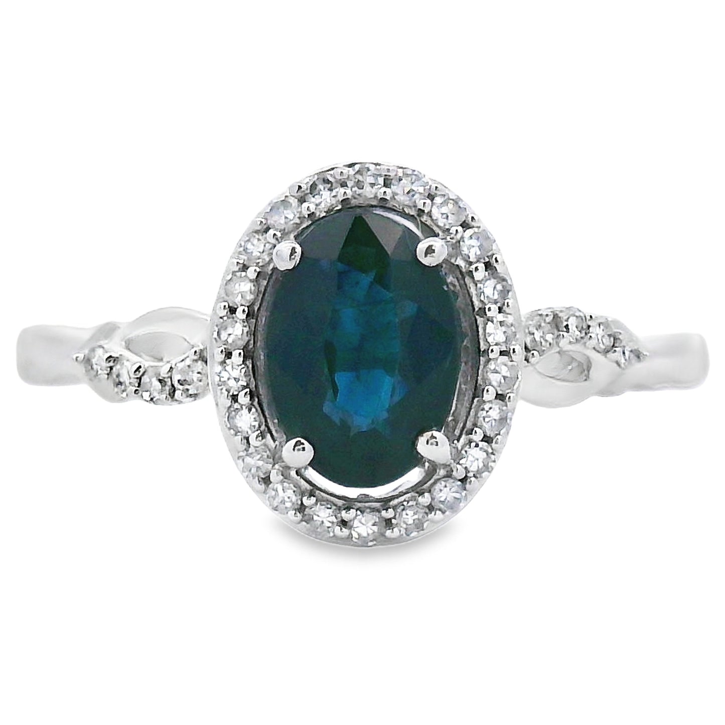 1.07ct Sapphire Diamond Ring 10KT White Gold