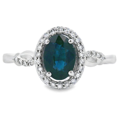 1.07ct Sapphire Diamond Ring 10KT White Gold