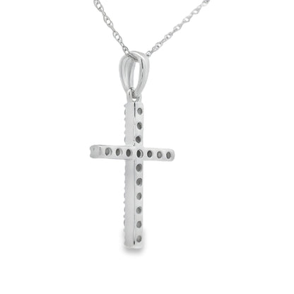 .19ct Diamond Cross Religious Pendant 14KT White Gold