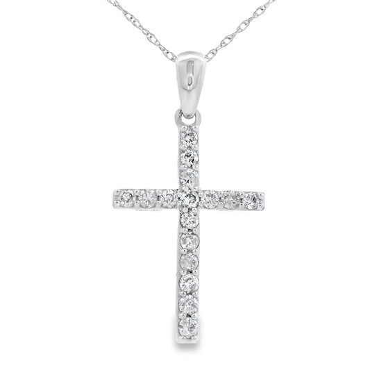 .30ct Diamond Cross Religious Pendant 14KT White Gold