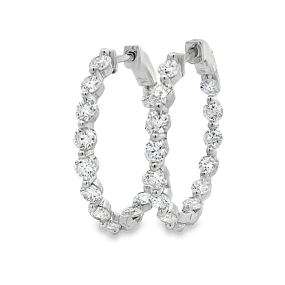 3.10ct Lab Grown Diamond Hoop Earrings Sterling Silver
