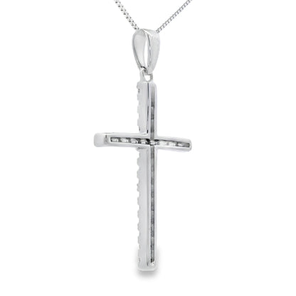.21ct Diamond Cross Religious Pendant 14KT White Gold