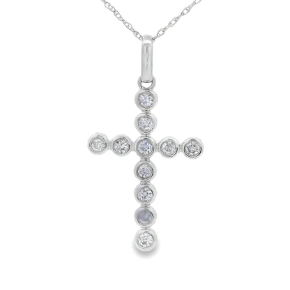 .31ct Diamond Cross Religious Pendant 14KT White Gold