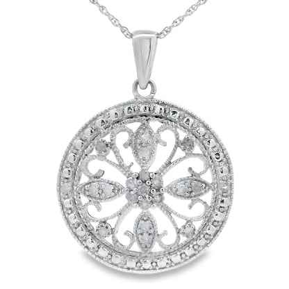 Natural .25ct Diamond Fashion Pendants Sterling Silver
