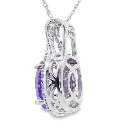 Amethyst Diamond Fashion Pendants 10KT White Gold