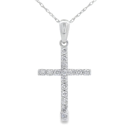 .25ct Diamond Cross Religious Pendant 14KT White Gold