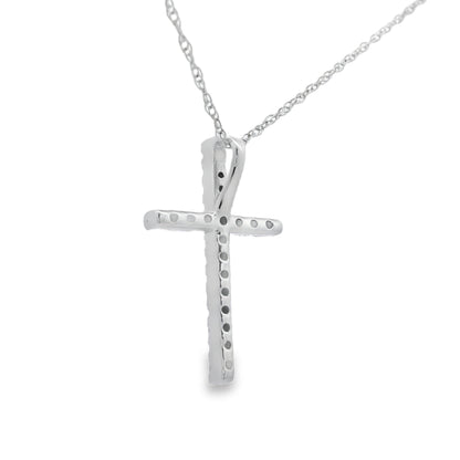.11ct Diamond Cross Religious Pendant 14KT White Gold