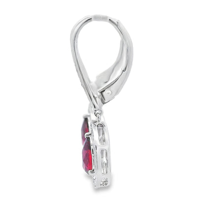 1.05ct Garnet Diamond Dangle Earrings 10KT White Gold