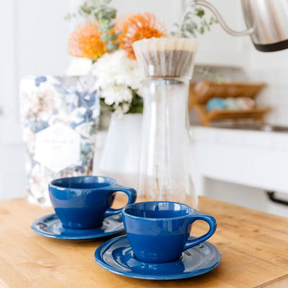 Lino Double Cappuccino Cup & Saucer - Indigo (6oz/177ml)