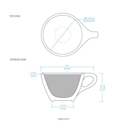 Lino Large Latte Cup & Saucer - Indigo (12oz/355ml)
