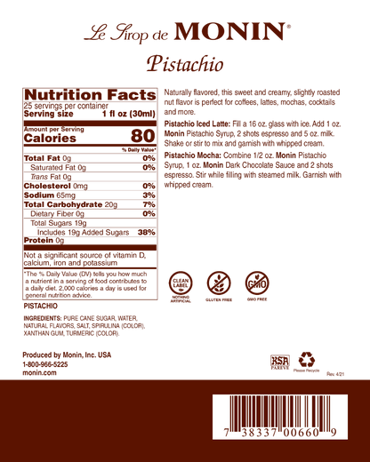 Monin Pistachio Syrup