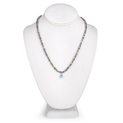 32.50 Carat Genuine Multi Stones .925 Sterling Silver Necklace