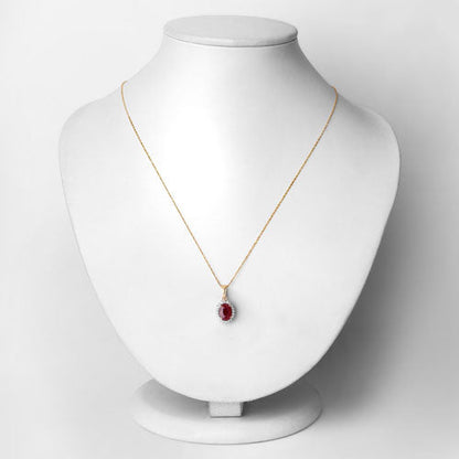 1.60 Carat Genuine Ruby and White Diamond 10K Yellow Gold Pendant