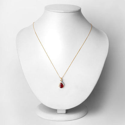 1.98 Carat Genuine Ruby and White Diamond 14K Yellow Gold Pendant