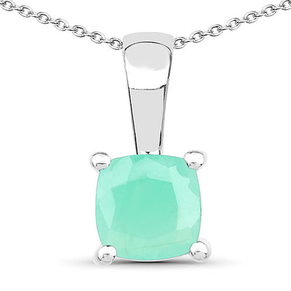 1.80 Carat Genuine Emerald, Glass Filled Ruby & Glass Filled Sapphire .925 Sterling Silver Pendant