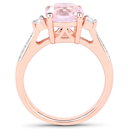 2.73 Carat Genuine Kunzite and White Topaz .925 Sterling Silver Ring