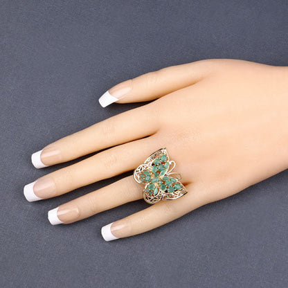 2.09 Carat Genuine Emerald .925 Sterling Silver Ring