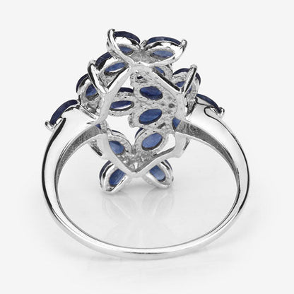 3.40 Carat Genuine Blue Sapphire .925 Sterling Silver Ring