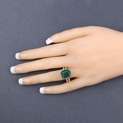 IGI Certified 8.49 Carat Genuine Zambian Emerald and White Diamond 14K Yellow Gold Ring