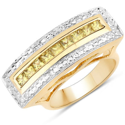 1.08 Carat Genuine Yellow Sapphire .925 Sterling Silver Ring