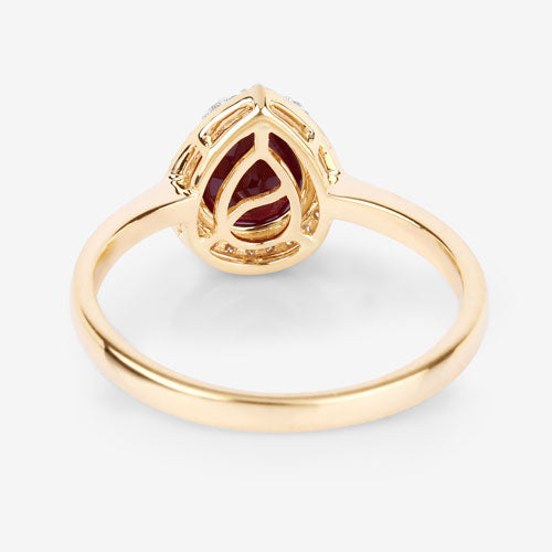 1.30 Carat Genuine Ruby and White Diamond 14K Yellow Gold Ring