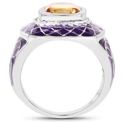 2.00 Carat Genuine Citrine .925 Sterling Silver Ring