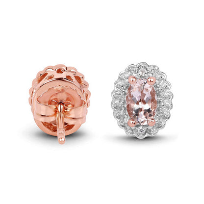2.28 Carat Genuine Morganite and White Topaz .925 Sterling Silver 3 Piece Jewelry Set (Ring, Earrings, and Pendant w/ Chain)