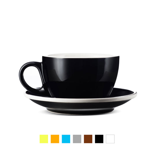 Espresso Parts Porcelain Cappuccino Cups w/ Saucers (6oz) - Set of 2