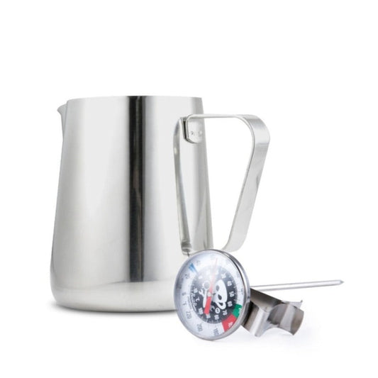 Barista Basics 12oz. Milk Steaming Pitcher & Thermometer Combo